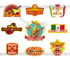Cinco de Mayo label for Mexican holiday party - vector clipart