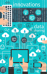 Internet data digital technology poster - vector clip art