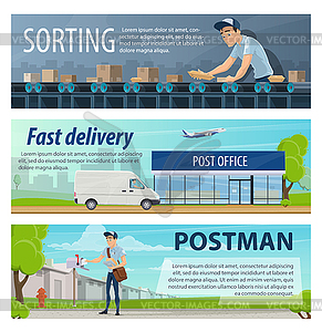 Post mail delivery banners - vector clip art