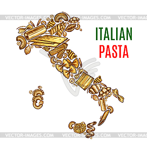 Italian map pasta sketch poster - royalty-free vector clipart