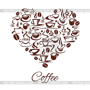 Coffeehouse cafe heart poster coffee cups - vector clipart