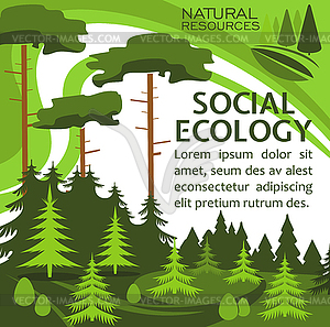 Ecology protection banner for eco lifestyle design - color vector clipart