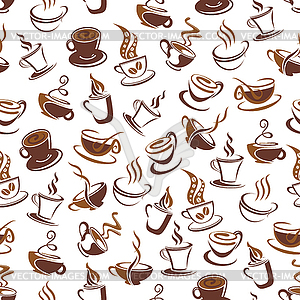 Coffee cup with bean seamless pattern background - vector image