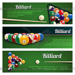 Billiards sport banner for snooker and pool design - vector clipart