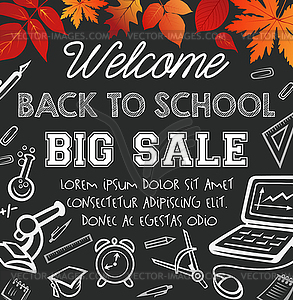 Back to School autumn sale poster - vector clipart