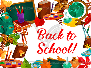 Back to School autumn study season poster - vector image