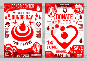 Donation blood poster for World Donor Day design - vector EPS clipart
