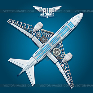 Poster of aircraft mechanic details - vector clipart