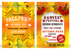 Autumn festival music picnic poster - vector clipart