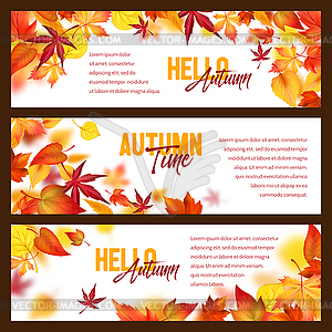 Autumn foliage fall falling leaves banners - vector EPS clipart