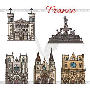 France travel landmarks facade buildings - vector image