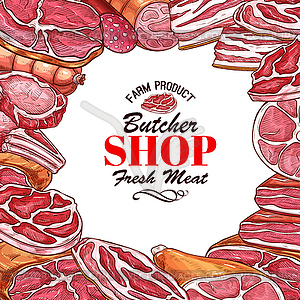 Sketch meat sausages butcher products icons - vector clipart