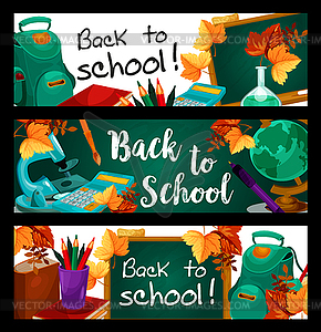 Back to School green chalkboard banners - vector clip art