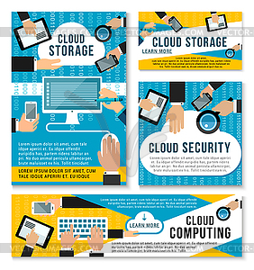 Internet cloud storage technology posters - vector clip art