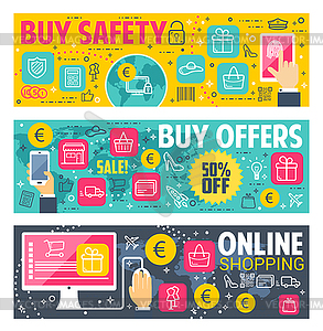 Safety buy banners for online shopping - vector image