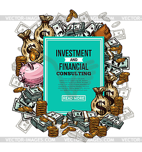 Sketch financial investments poster - vector clipart