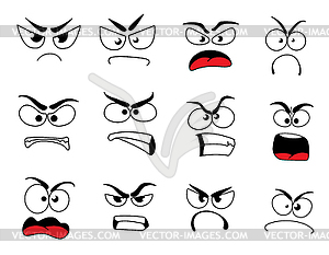 Angry human face icon of upset emoticon and emoji - vector clip art