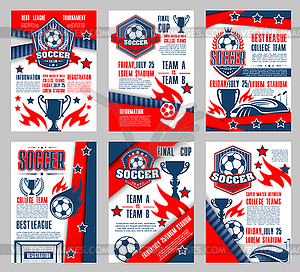 Soccer sport club poster for football match design - vector image