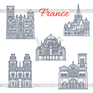 French travel landmark icon of famous cathedral - vector image