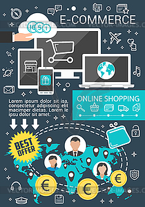 E-commerce business banner for online shopping - vector clip art