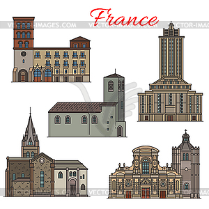 French architecture travel landmark thin line icon - vector clipart