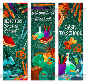 Back to School autumn sale banners - vector image