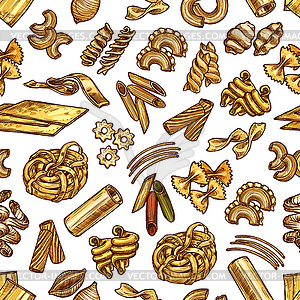 Pasta and spaghetti seamless pattern - vector clip art