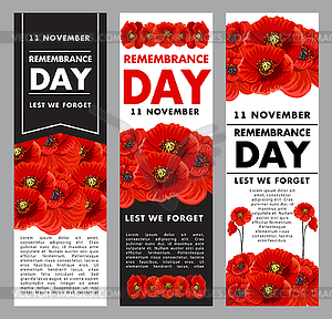 Vetical posters fo remembrance day - vector clipart