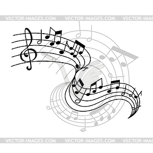 Music notes on staff icon - vector image