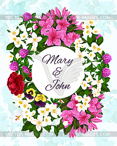 Save Date wedding flowers invitation - vector image