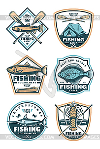 Рыбалка Бобберс плоские иконки - стоковый клипарт