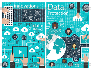 Data protection internet innovation poster - vector clipart