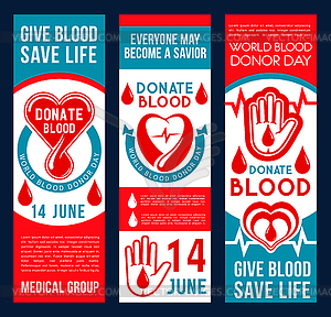 Blood donation banners - vector image