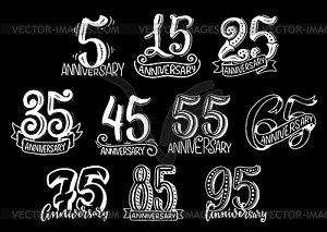 Set with anniversary numbers - stock vector clipart