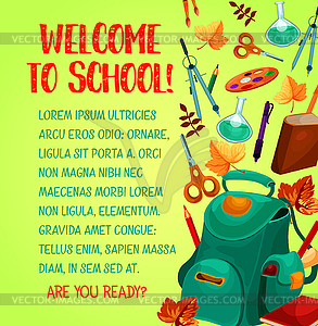 Back to school welcoming poster, education design - vector clip art
