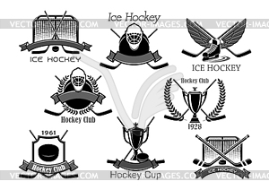 Ice hockey club tournament cup award icons - vector clipart