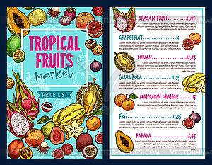 Tropical fruits template - vector image