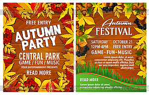 Autumn harvest festival poster on wood backgorund - vector image