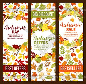 Autumn sale discount promo fall seasonal banners - vector clipart