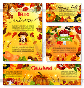 Autumn Hello fall seasonal banner poster - vector image