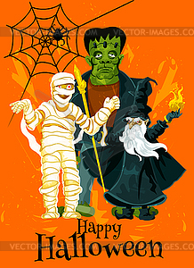 Happy Halloween trick treat greeting card - vector clipart