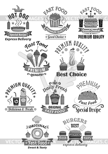 Fast food restaurant icons set - vector clip art