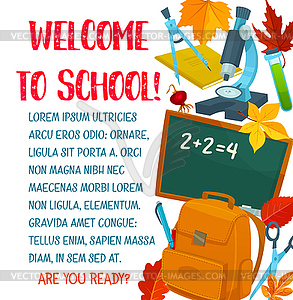 Back to School autumn education poster - vector image