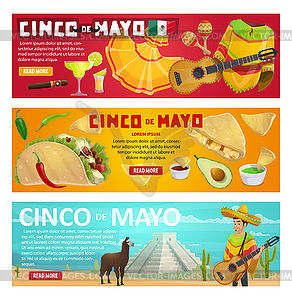 Cinco de Mayo greeting banner of mexican holiday - vector clip art