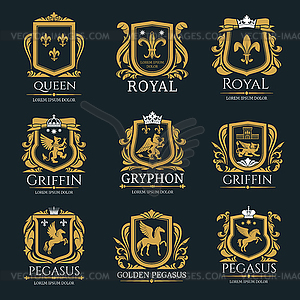 Royal heraldry logo set - vector clipart