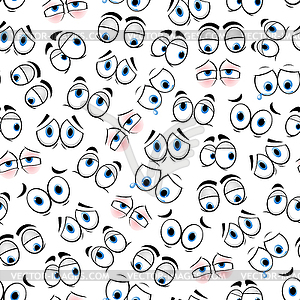 Cartoon eyes emoji smiles seamless pattern - vector clip art