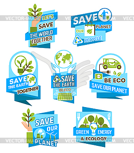 Save Earth planet icon for ecology concept design - vector clipart