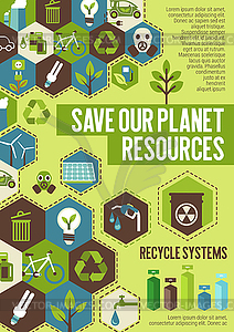 Save Planet resources banner for ecology concept - vector image