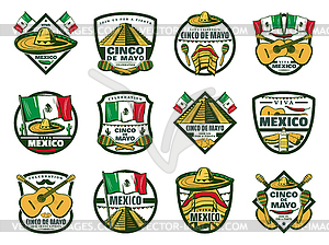 Cinco de Mayo holiday label for mexican fiesta - vector clip art