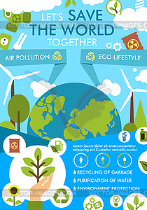 Environment and ecology protection flat banner - vector clipart